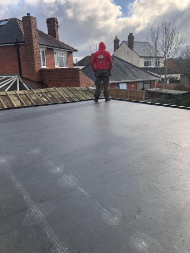 A finished rubber flat roof job finished