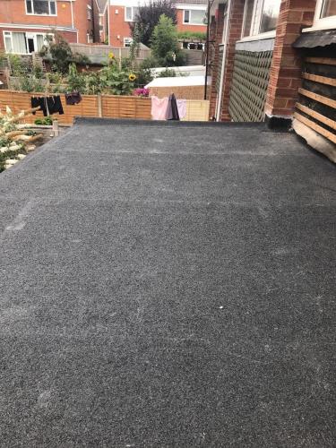 An example of a flat felt roof finished