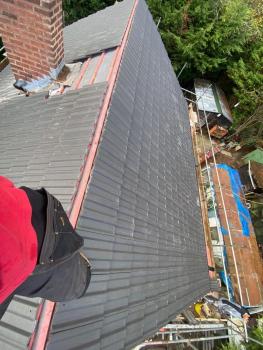 Birds eye view image of a tiled roof