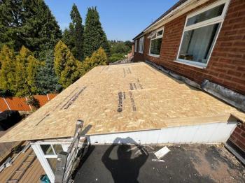 Beginning structure of a house extensions roof